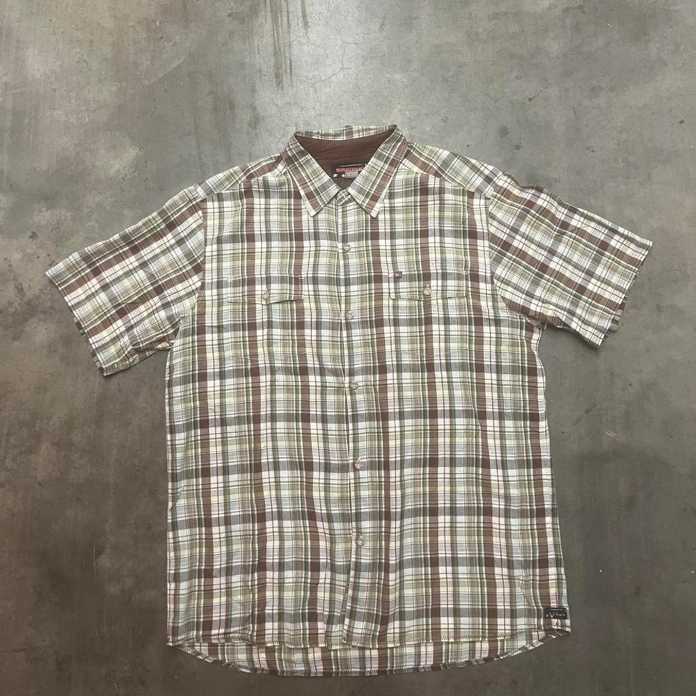 Vintage Y2K quiksilver‎ surfer short sleeve embroidered logo button up